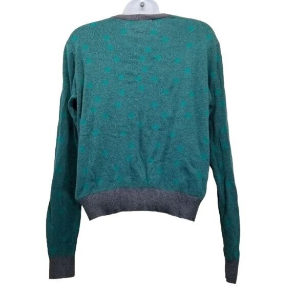 CAbi M Cardigan Sweater Green Polka Dot Gray 903 - Picture 3 of 7